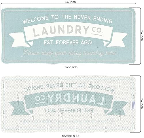 Miniatura 8 de Benissimo Alfombras de tejido suave, alfombra de lavandería de 24 x 56, 85% algodón, divertidas alfombras antideslizantes para lavandería, lavable a