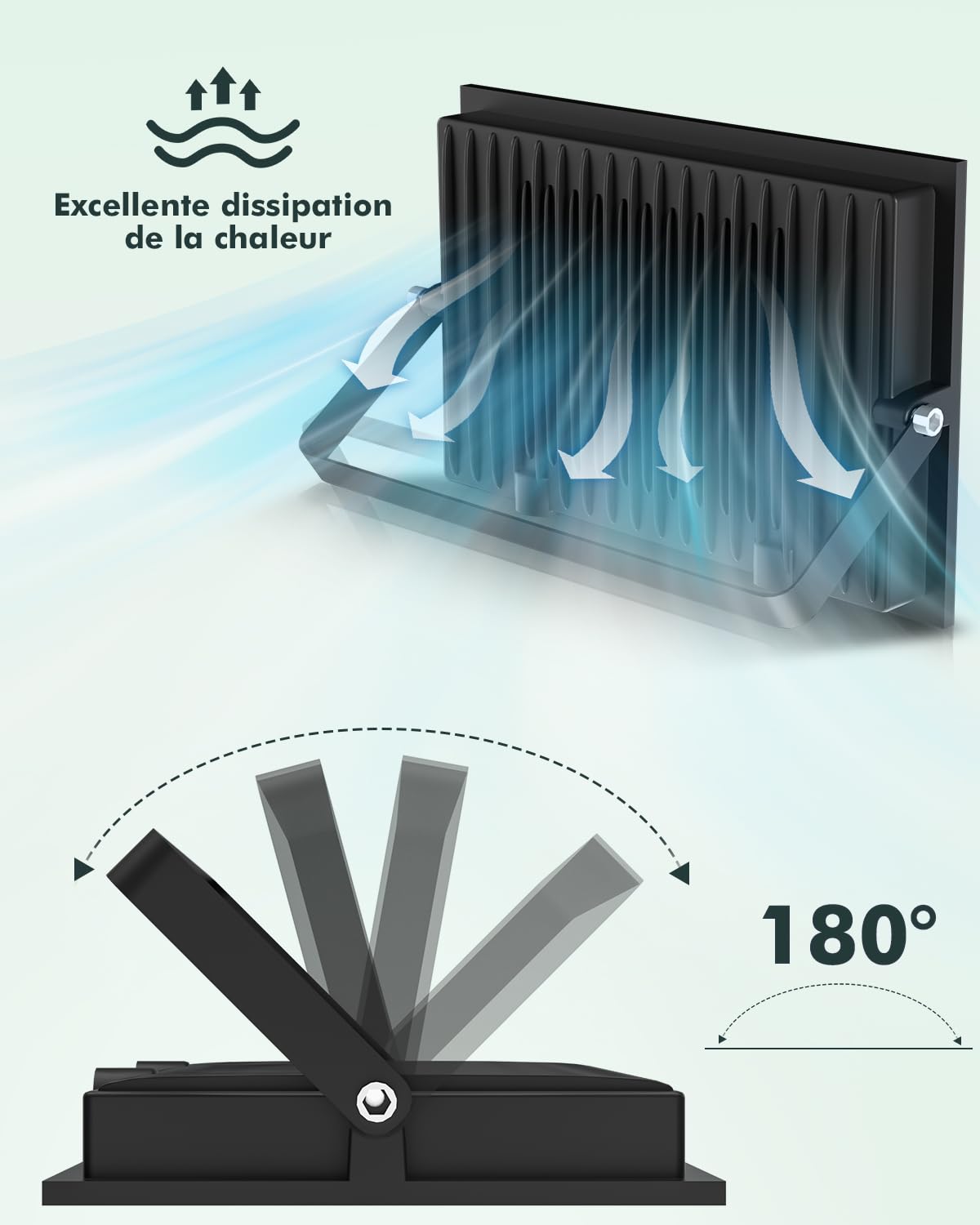 Sararoom Lot de 2 spots LED d'extérieur 200 W 20 000 lm 272 LED blanc froid 6500 K Projecteur extérieur IP65 étanche pour jardin, garage, cour, allée, portes, couloir