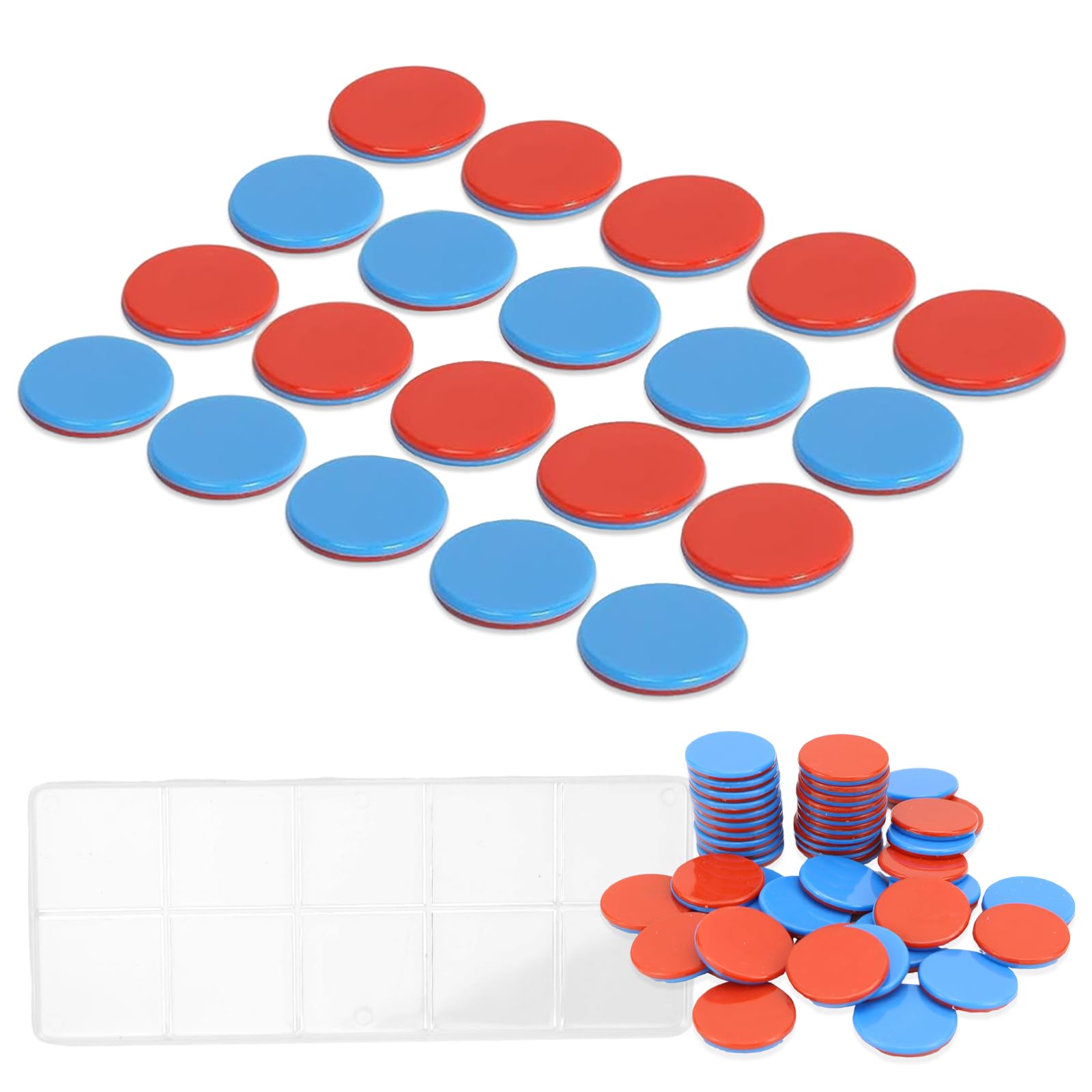 100 Jetons Réversibles en Plastique Rouge Bleu pour Aide au Calcul et Comptage
