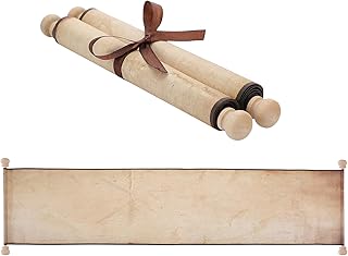 Epakh 1 Pcs Blank Scroll Paper with Wood Rods for Naughty or Nice List, Writing, Wedding Vows, Drawing, Cosplay Prop, Renaissance, Tabletop Role(Retro,7.5 x 30 Inches)