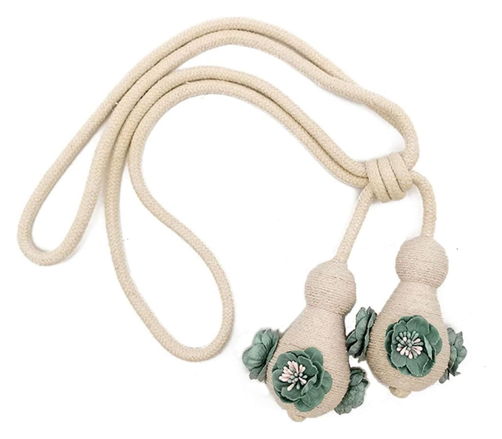 Embrasses à Rideaux en Corde Tissée à Pompon, 2 Pièces Embrasses à Rideaux Décoratives Faites À La Main Embrasses à Drapé, Corde Tissée en Coton Simple avec Boule Suspendue à Fleurs Attachées, Facil