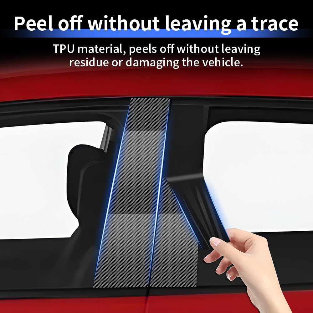 Car Door Window B C Pillar Trim Film Carbon Fiber Style for Mazda CX-5 CX5 2017 2018 2019 2020 2021 2022 2023 2024 2025 Automotive Exterior Accessories Protection Decor TPU Sticker Cover 8-Pcs