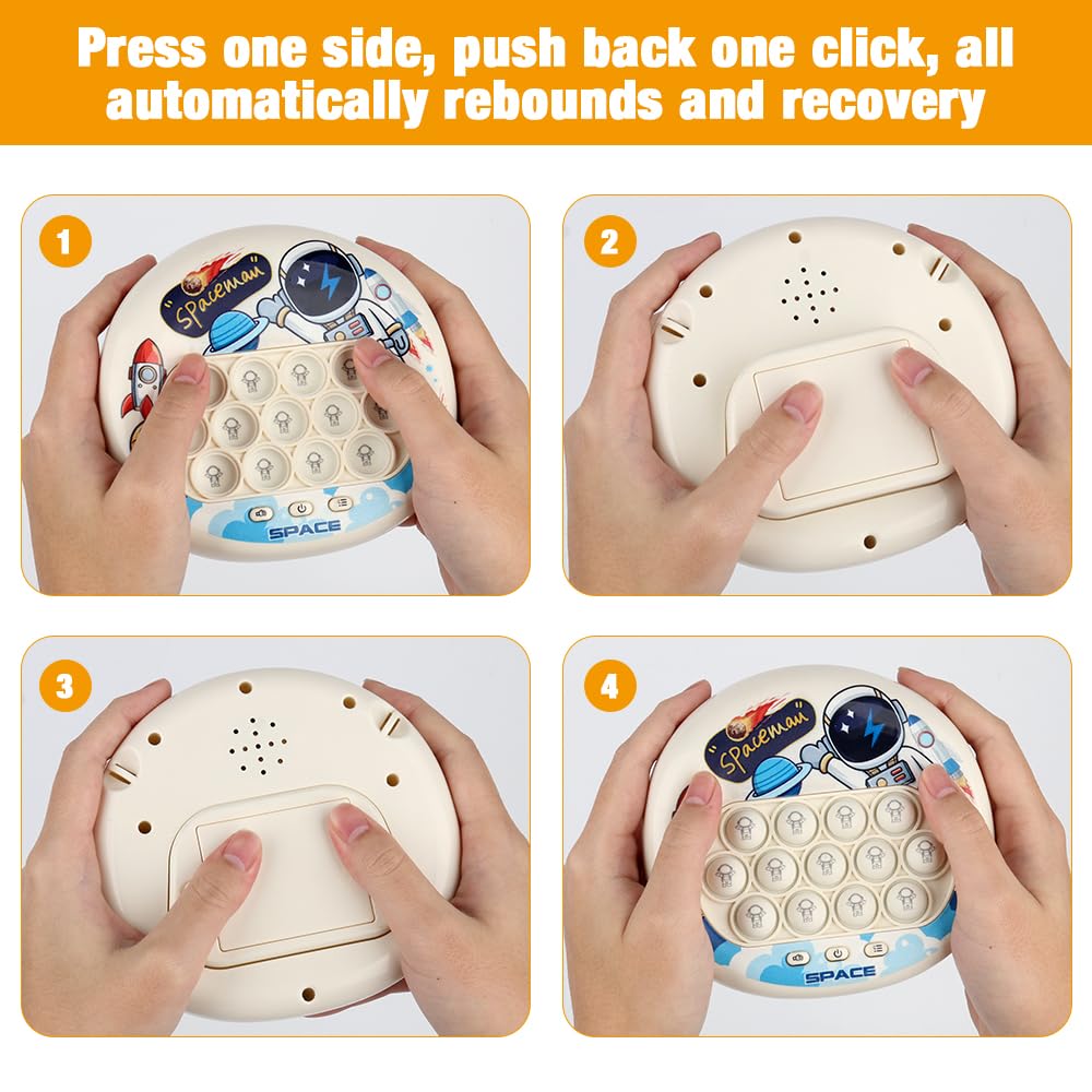 Pop It Electronic Quick Push Game, 4 tryby Pop it Fidget Toy Quick Push, bąbelkowa zabawka sensoryczna do rozwoju i treningu koncentracji (astronauci)