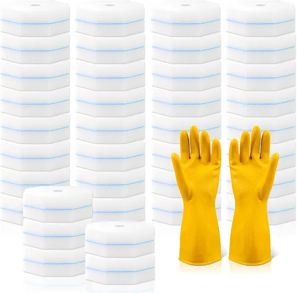 60PCS Toilet Wand Refills - Disposable Replacement Heads for Most Toilet Brushes | Hygienic Cleaning Pads | No-Scratch, Quick-Dry & Easy-to-Use (Sponge Cleaning Head)