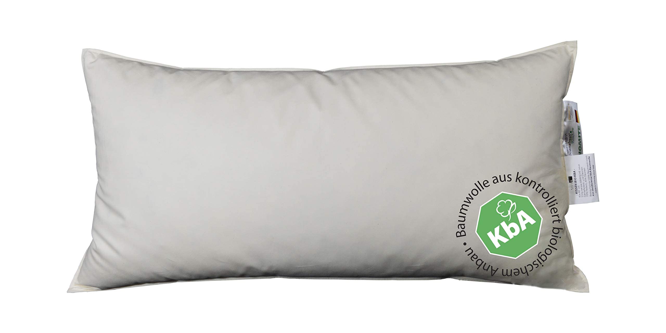 Bio-Luxe-KBA Daune Kissen Organic GÄNSE Deutsche Qualitat alle Größen 30% Daune (50x70cm MITTELFEST)