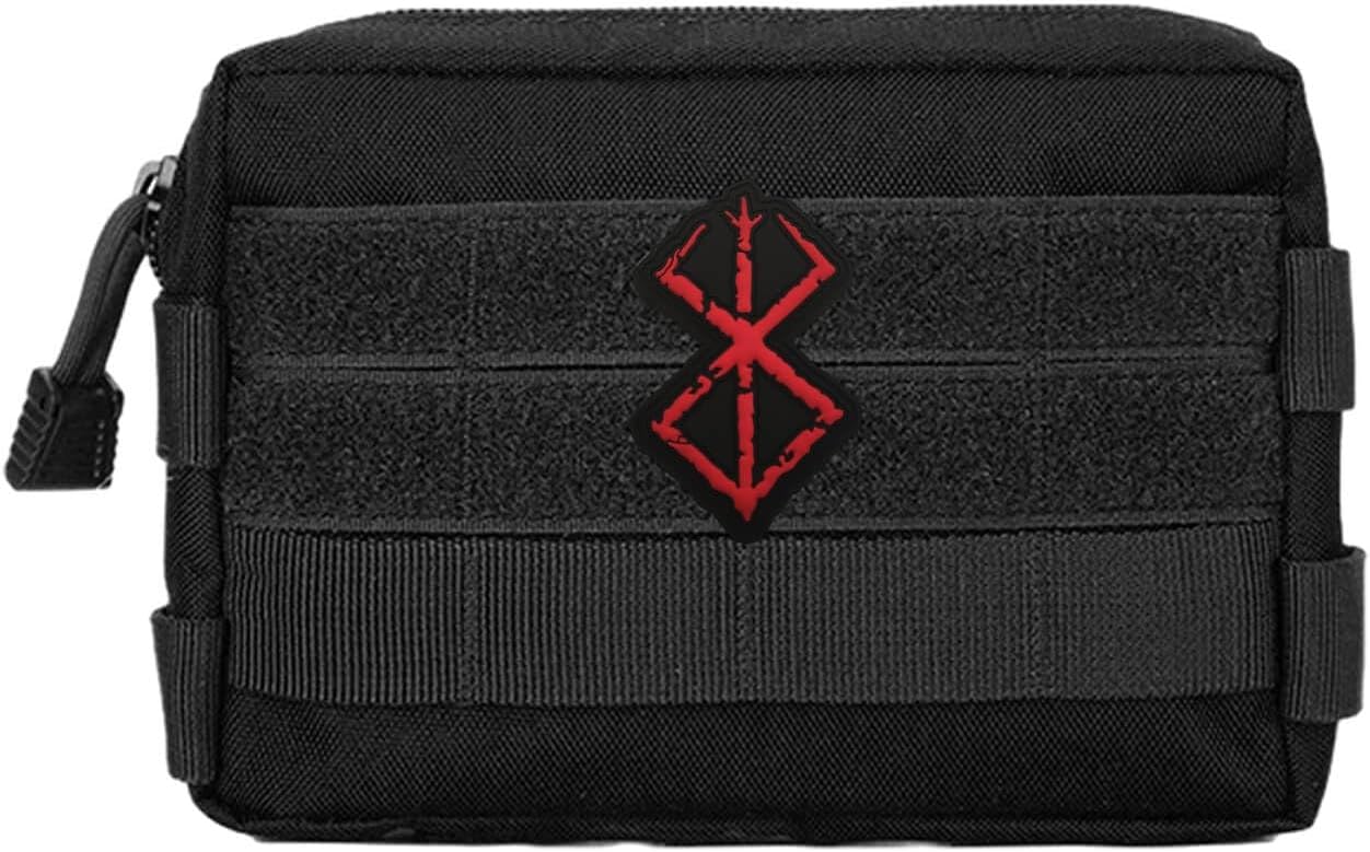 Berserk Rune Red Ancient Nordic Symbol Comic Manga Lover PVC Patch, Tactical Military Funny Hook and Loop Morale Patches PVC Patch for Bag, Molle Vest, Backpack, Clothing, DIY Applique, Hat, Jackets