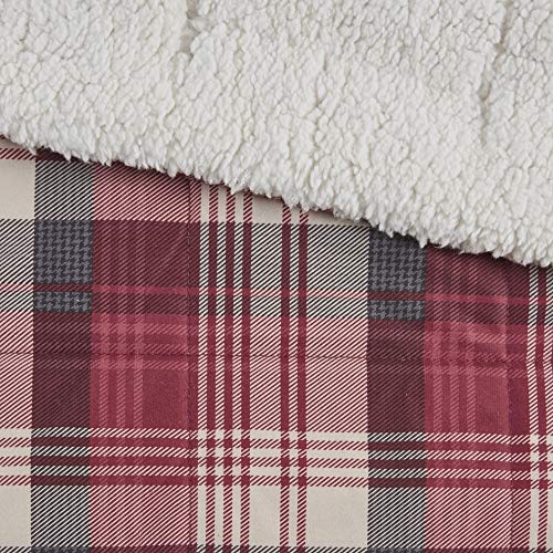 Woolrich Oversized Reversible Throw Blankets Premium Diamond Quilting, Cabin Lifestyle, Soft, Cozy Spun With Sherpa Reverse Cover For Couch, Bed And Office, 50X70, Tasha Red #TOP2