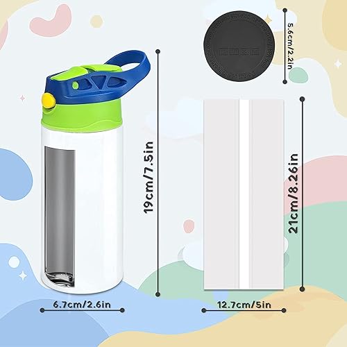 Miniatura 2 de Vaso de sublimación para niños, paquete de 25 vasos de sublimación de acero inoxidable de 12 onzas, vaso aislado de doble pared con asa, tapa a