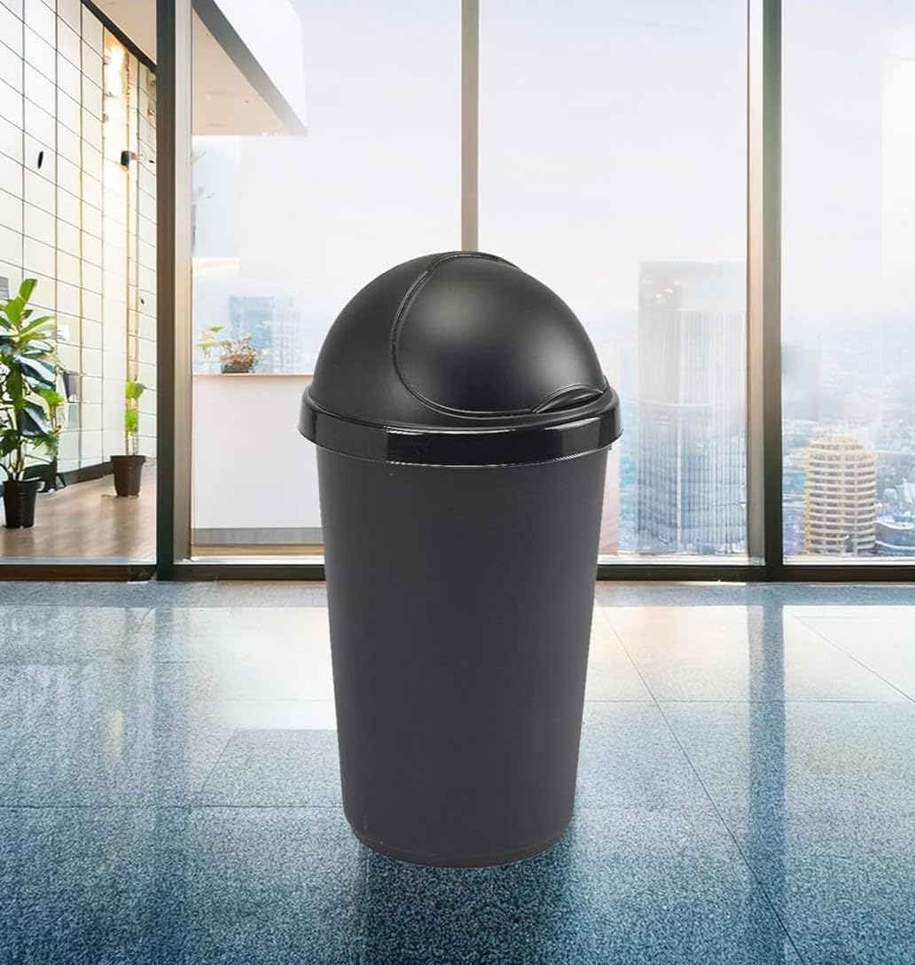 SPECTRAPLAST® 60L Black Kitchen Bullet Bin with Slide Open Lid Rubbish Ideal Dustbin for Home, Bedroom, Office Use, Plastic Kitchen Bin, Waste paper Bin 73cm (H) x 37cm (W) x37cm (D)