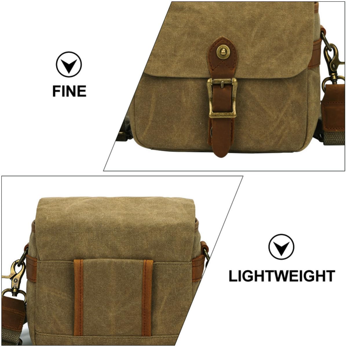 Hemobllo Bolsa Portátil para Cámara de Lona Khaki, Ligera y Compacta, Adecuado para Transportar Cámaras Mirrorless en Viajes y Fotografía Diaria