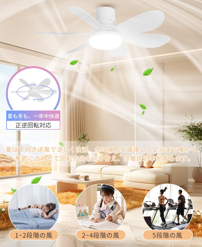 Amazon | LED シーリングファンライト 6畳 8畳 ファン付きシーリング