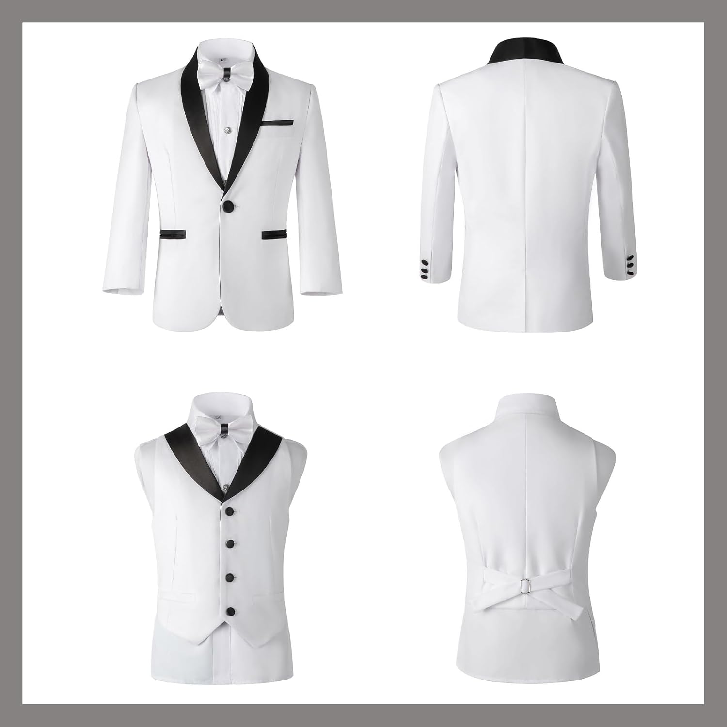 Boys Tuxedo Suit 3 Piece Slim Fit Boys Formal Wedding Outfit Kids Tuxedo Blazer Vest Pants Set