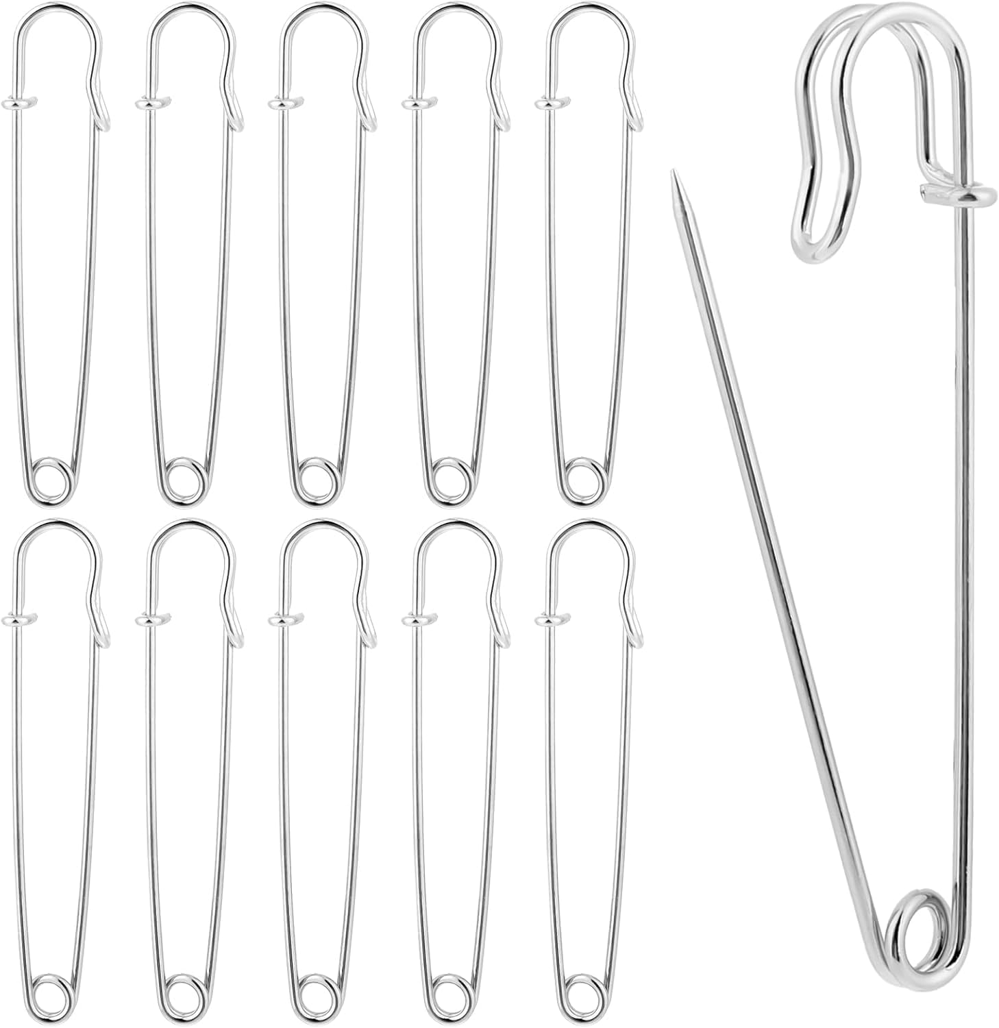 Stouumow 30-Piece Large Safety, Sturdy Bulk, Strong Blanket Pins, Heavy Duty Stainless Steel Safety Pins For Clothes, Blankets, Crafts
