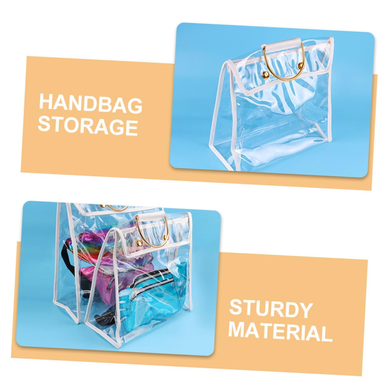 Ipetboom Organizador Colgante Transparente para Bolsos PVC 2 Piezas | Doble Pack, Diseño Visible para Localizar Contenido al Instante, Uso en Armario y Estancias Infantiles o Baño