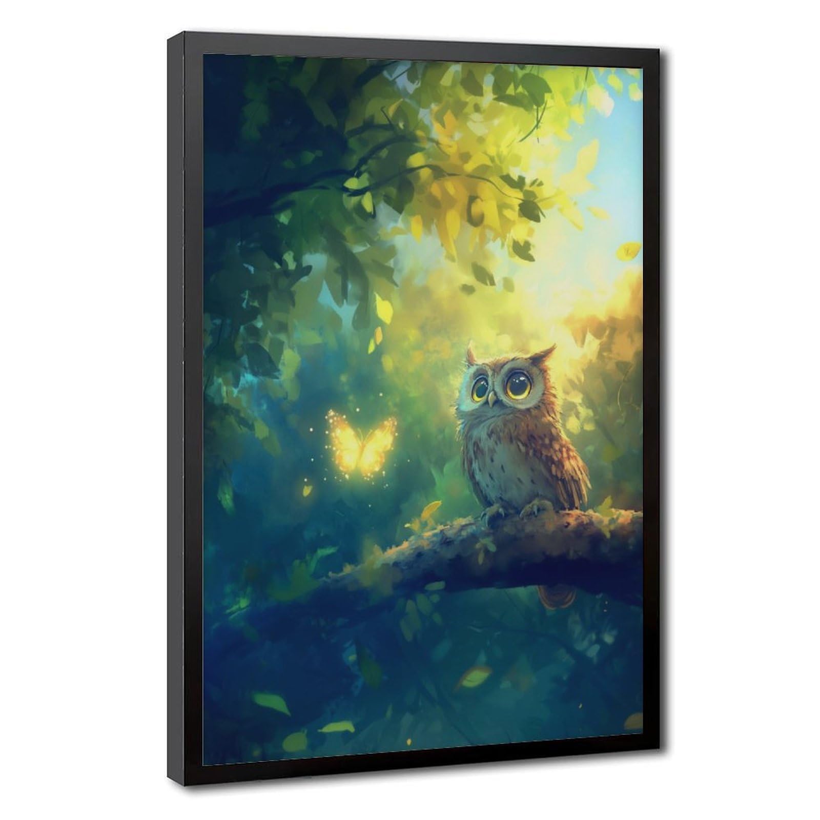 Bareronor Magical Owl Canvas Poster Bedroom Decor Landscape Office Room Decor Gift 24" L X 36" W