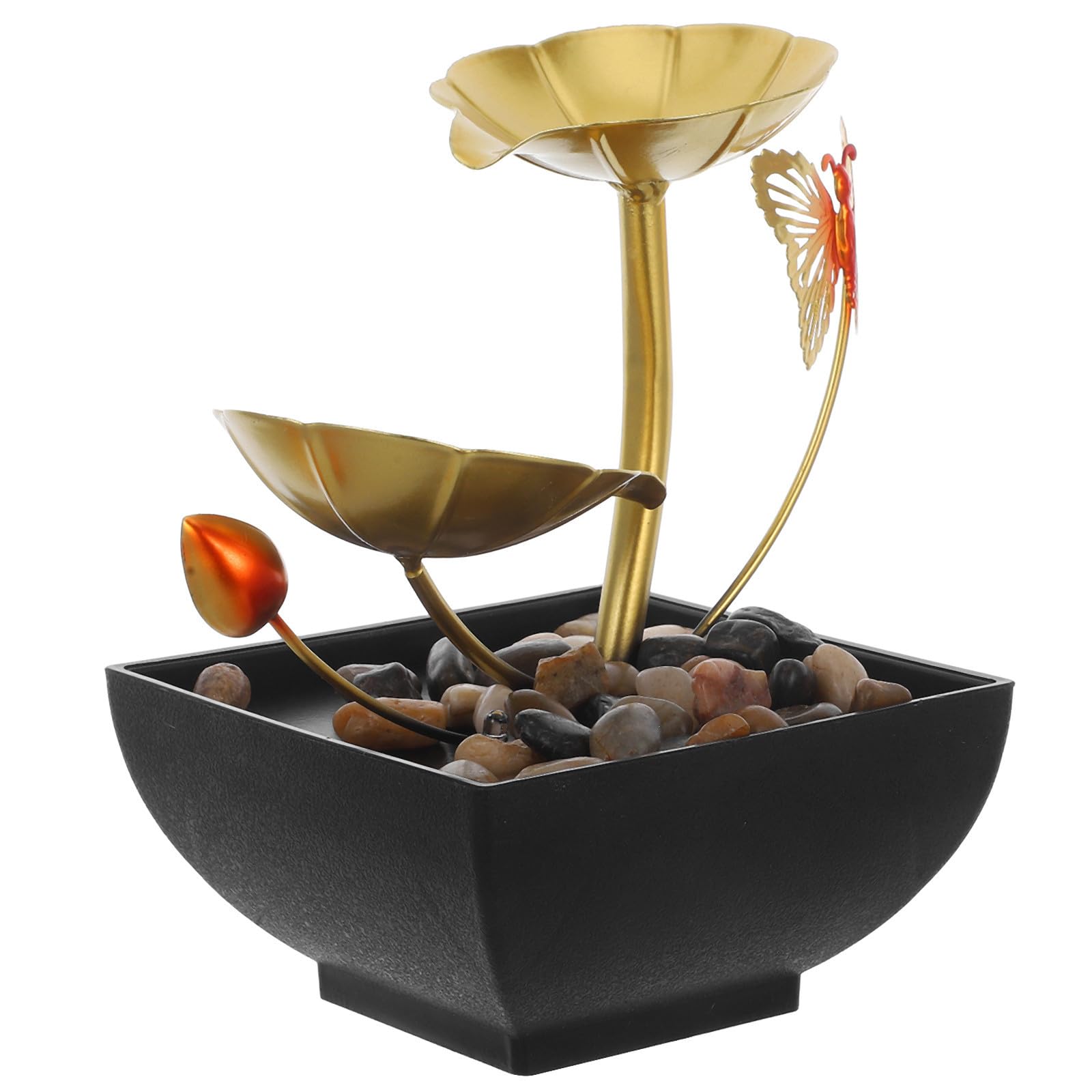 Housoutil Fontaine de Bureau Mini Cascade Feuilles de Lotus – Décoration Dintérieur pour Bureau et Espace de Travail