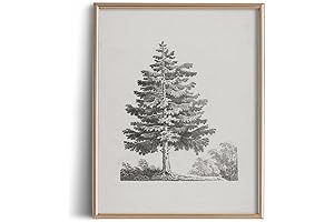 Mountains Trees Nature Etching Rustic Picture