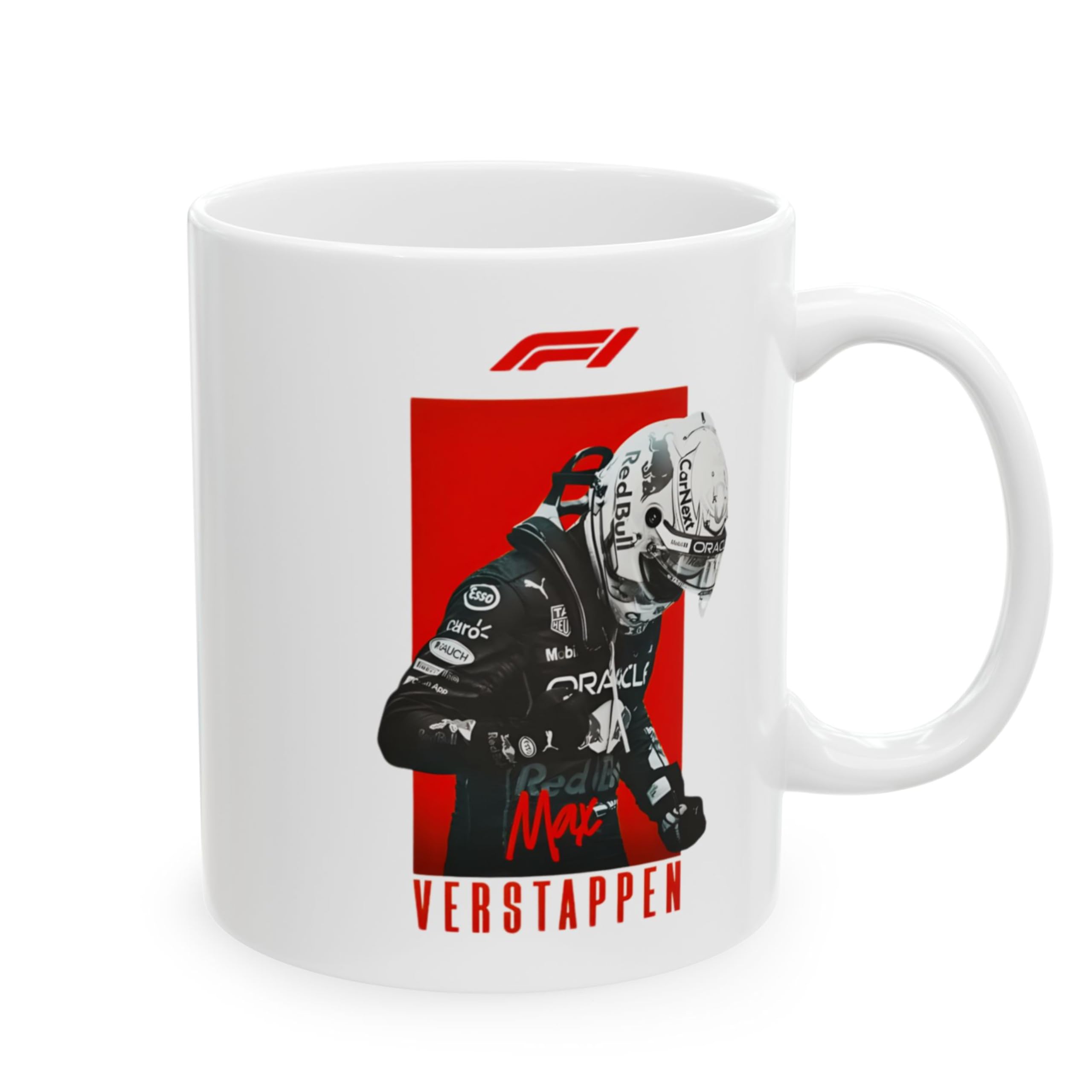 DC ENTERPRISES F1 Max Racing Theme Ceramic Coffee Mug 350ml | White Coffee & Tea Cup with Motorsport Art Design | Microwave & Dishwasher Safe | Gift for Racing Fans