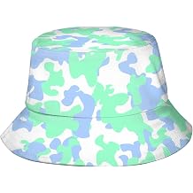 Bucket Hat Fishing Hats Summer Travel Beach Sun Uv Protection Packable Fisherman Cap for Men Women Teens, Aqua Camo Camouflage, One size