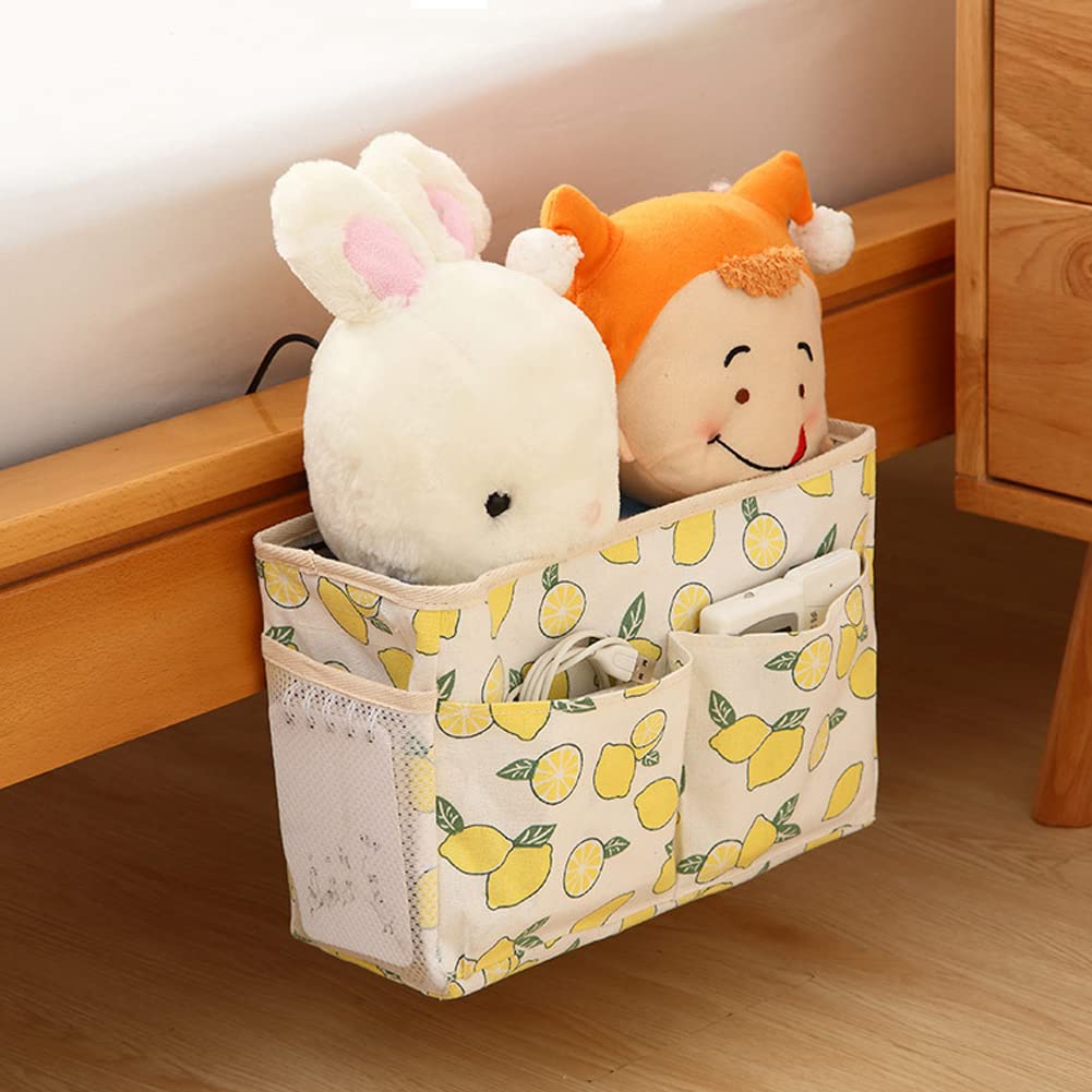 2 Pièces Organisateur de Chevet et Sac de Rangement Lit, Pratique Organisateur de Chevet pour Livres, Téléphones Portables, Verres et Collations Près du Lit