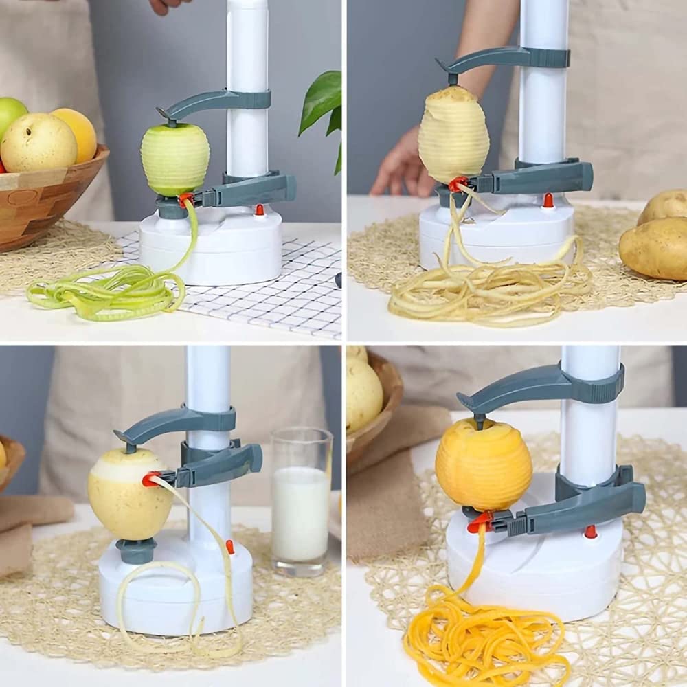 JDF-Pelapatate Elettrico per Cucina Pelapatate per Zucchine Carota Automatico Pelapatate Elettrico Pelapatate Pelapatate per Mele Arancio Mango Limone Kiwi Ruota-white