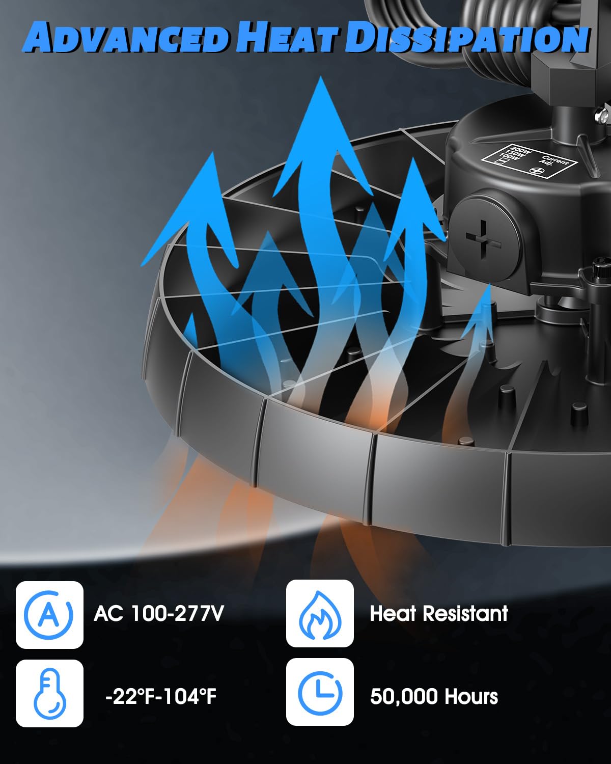 200W Adjustable LED High Bay Light - 100W 150W 200W Selectable 0-10V Dimmable 130LM W Super Bright 6500K — view 4