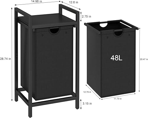 Miniatura 3 de LAATOOREE Laundry Hamper, Two-Color Laundry Basket with Removable Laundry Bag and Top Shelf, Clothes Hamper for Samll Space,Laundry Room, Bedroom