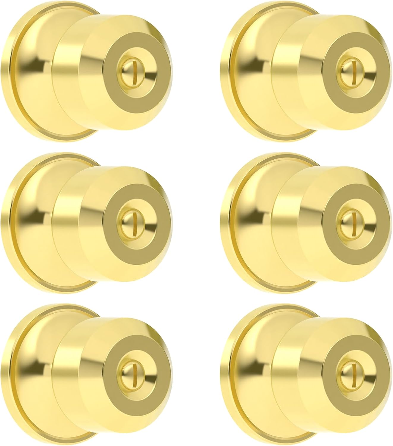 4 Pack Privacy Gold Door Knob with Lock,Door Knobs Interior for Bedroom or Bathroom Heavy Duty Gold Handle for Left Right Sided Doors
