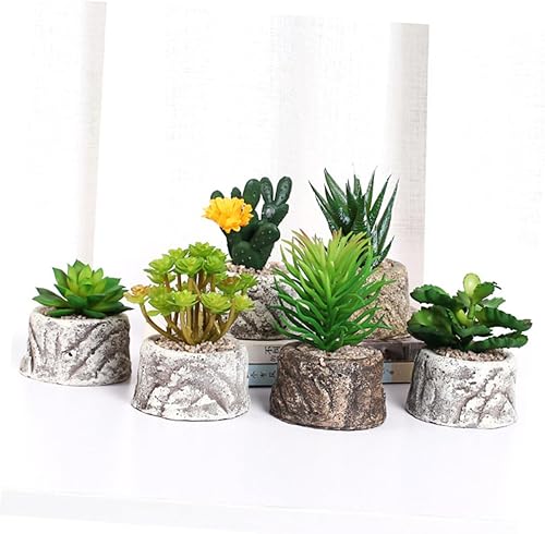 Miniatura 6 de 1 juego de plantas de imitación delicado diseño de simulación para oficina en casa y decoración de centros comerciales, piedra loto pequeño lirio de