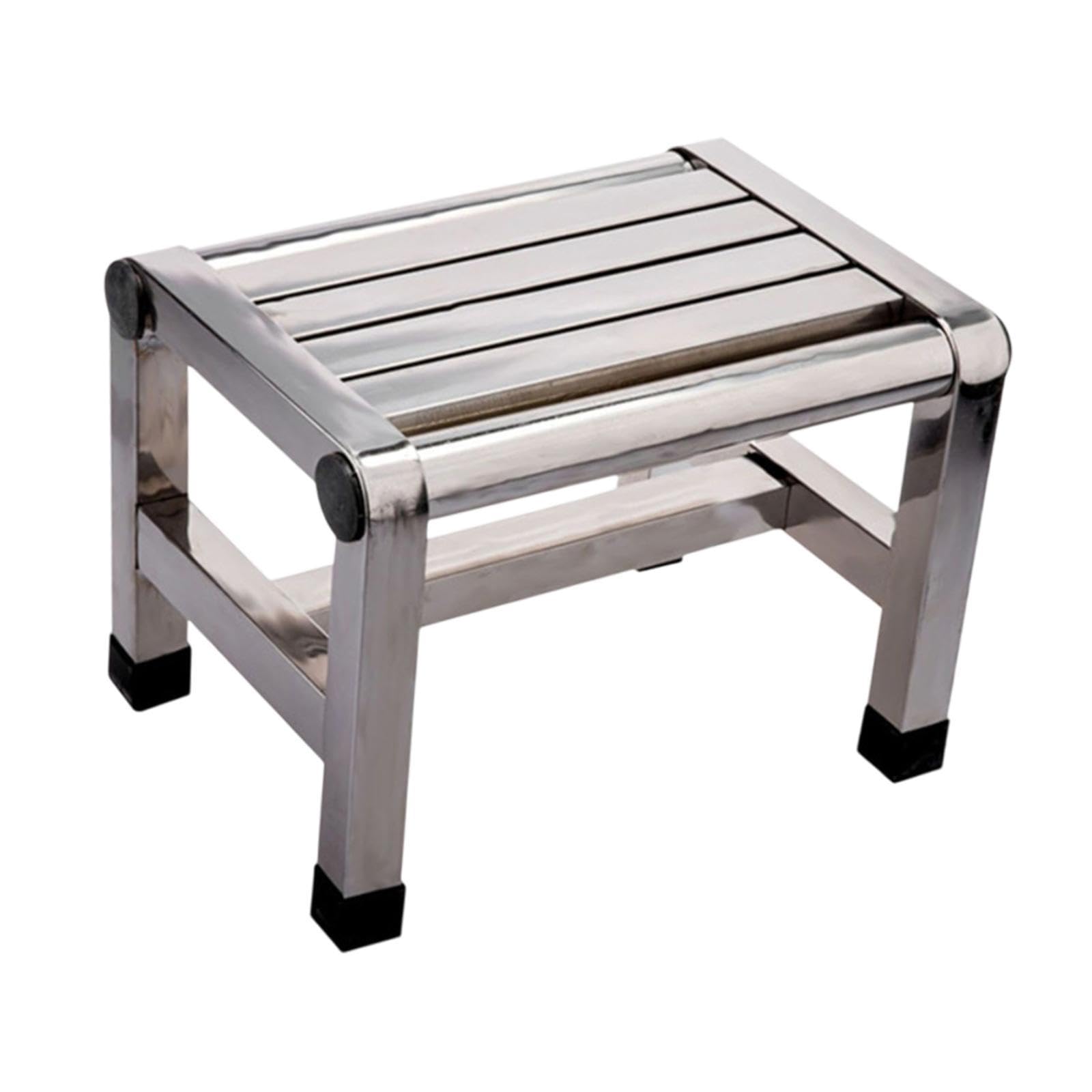 Sgabello da Doccia con Poggiapiedi in Acciaio Inox, Sgabello da Bagno per Soggiorno, Comodino, Cucina, 31 Cm x 21.6 Cm x 36 Cm