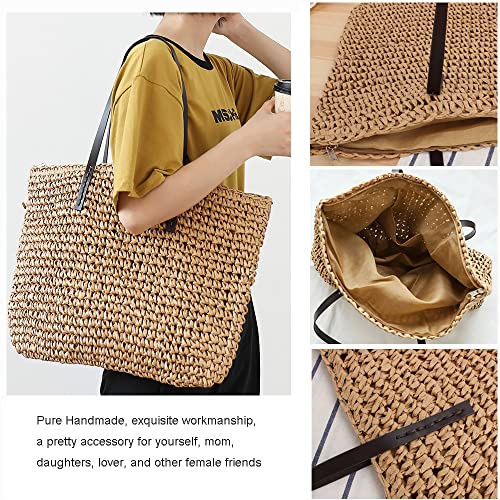 Bolso grande de hombro de paja para mujer verano miniatura 5