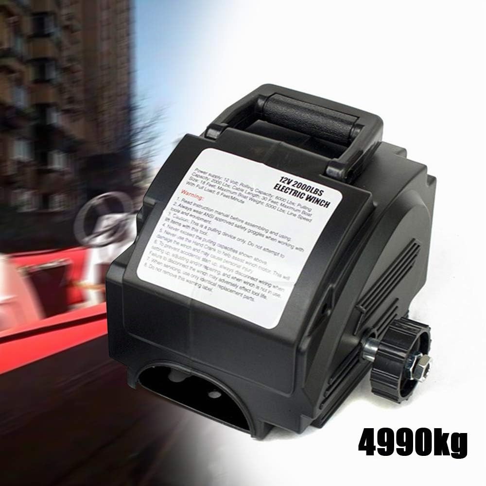 Seilwinde Elektrische 12V 300W Bootswinde Seilzug Winde 4990KG Elektrowinde Seilhebezug Mit Fernbedienung Schalter Motorwinde 9.2m Stahlseil