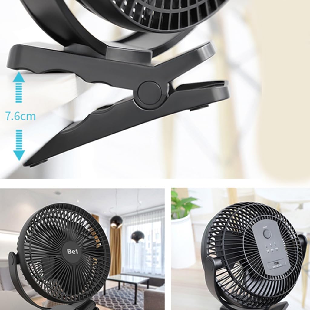 Ventilateur portable USB à clipser avec 4 vitesses puissantes et silencieuses pour bureau, table, chambre à coucher, cuisine