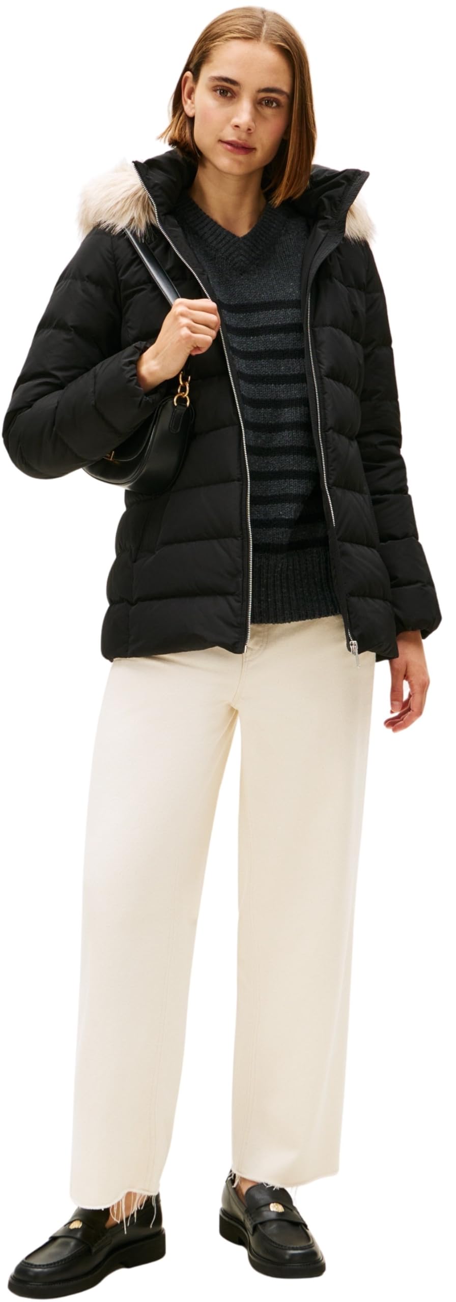 Tommy Hilfiger Donna Piumino Down Slim con Inserto in Pelliccia