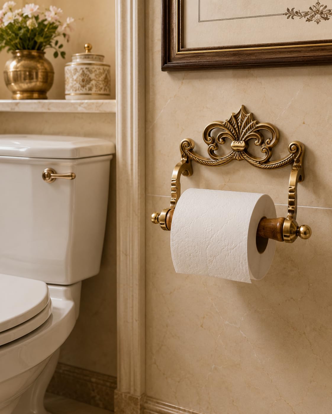 Retro Collections Emperor Design Brass Toilet roll holder Victorian/Vintage Edwarian Novelty