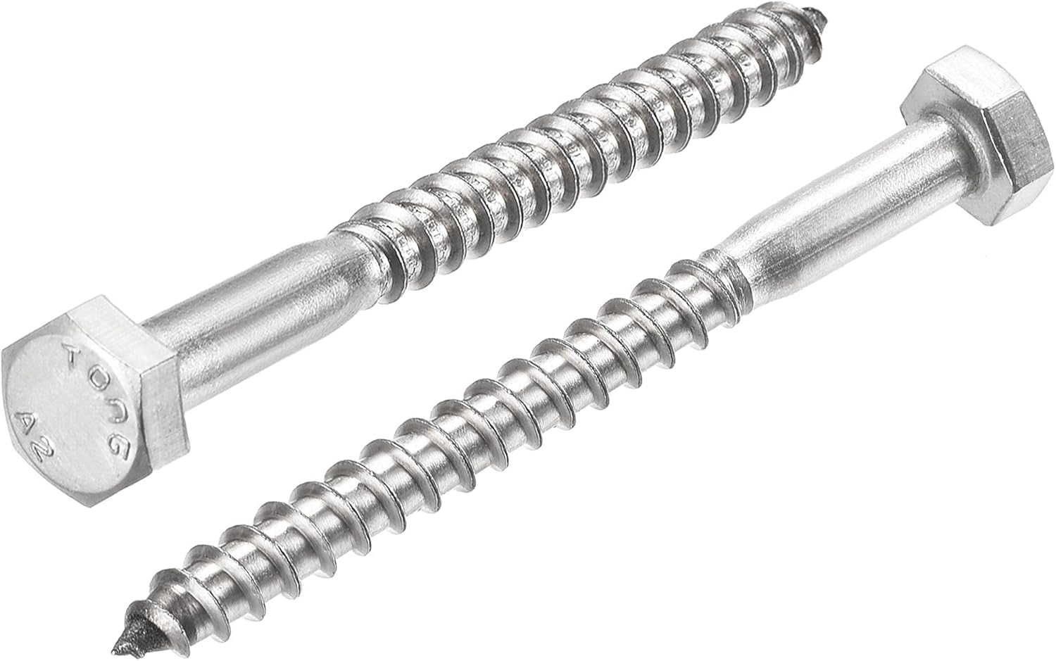 sourcing map Hex Lag Screws, M6 x 70mm 304 Stainless Steel Half Thread SelfTapping Bolts for