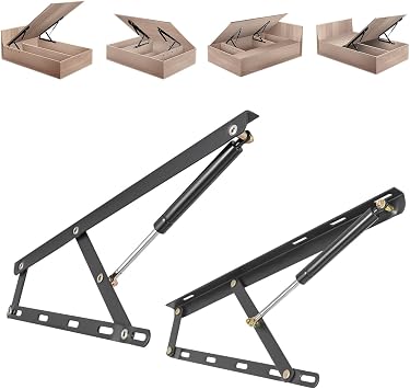 Hydraulic Gas Spring Bed Storage Lift Kit, Storage Ottoman Hardware, Hydraulic Ottoman Hinge, Scissors Hinge Large, DIY Furniture Hardware, Black 2pcs, Living Bed Lift Mechanism, Bed Lift Mechanism