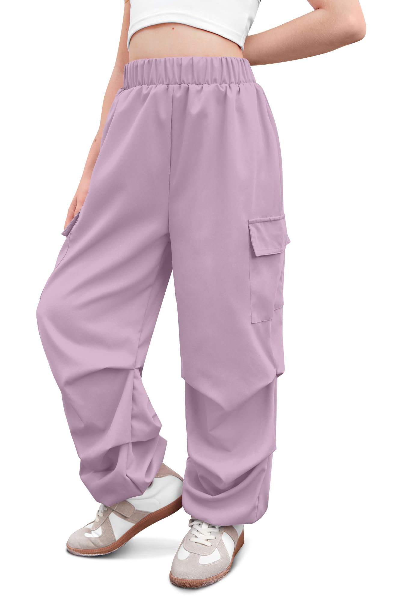 Girls Baggy Lightweight Cargo Pants Streetwear Parachute Pants