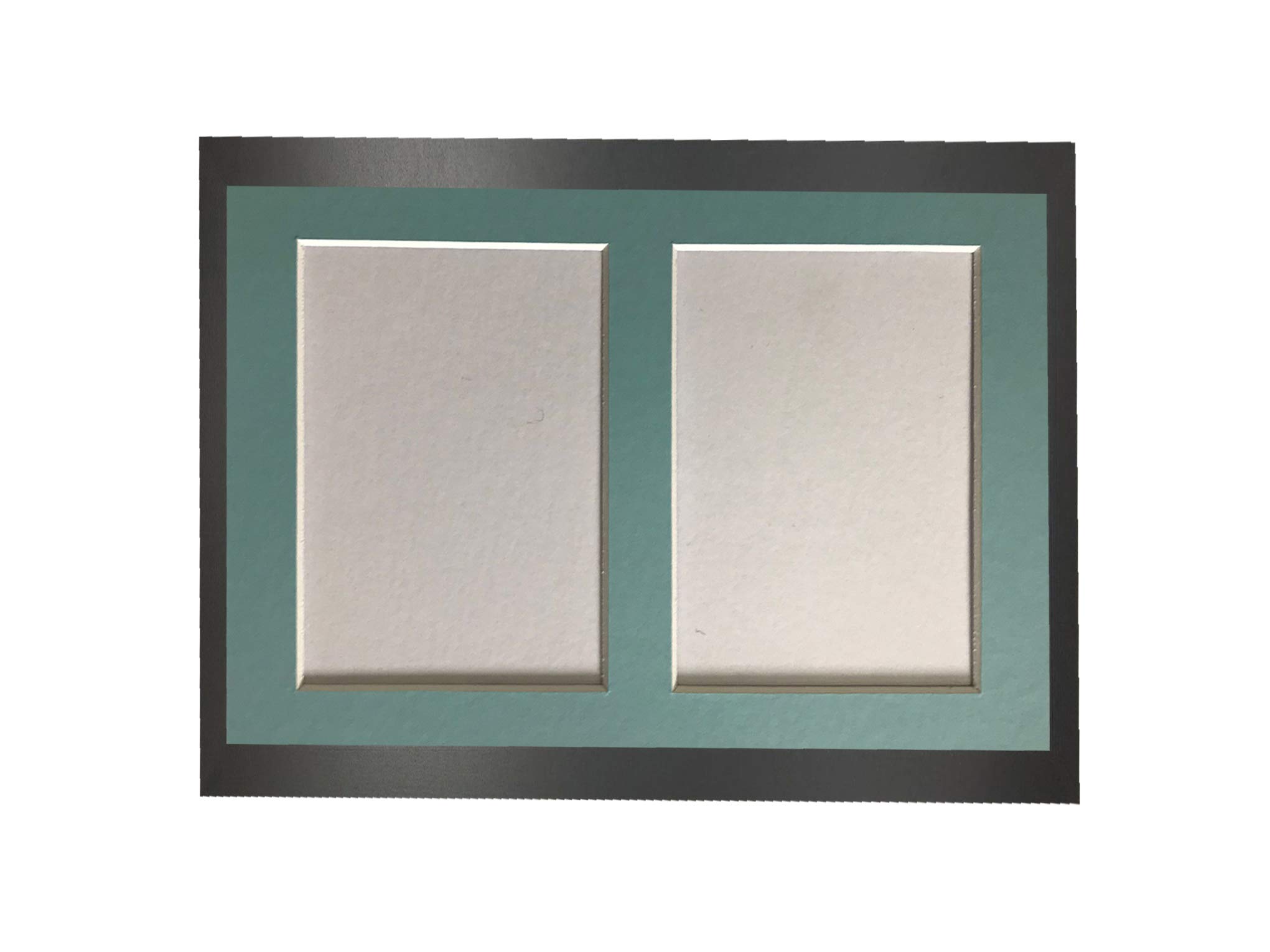 H7 Black Picture Photo Frame with Blue 5 x 3.5 Inch Two Aperture Mount