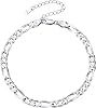 ChicSilver 925 Sterling Silver Ankle Bracelet for Women، Simple Cuban Link / Figaro / Twist Rope Chain Anklets for Beach Party (مع Gift Box)