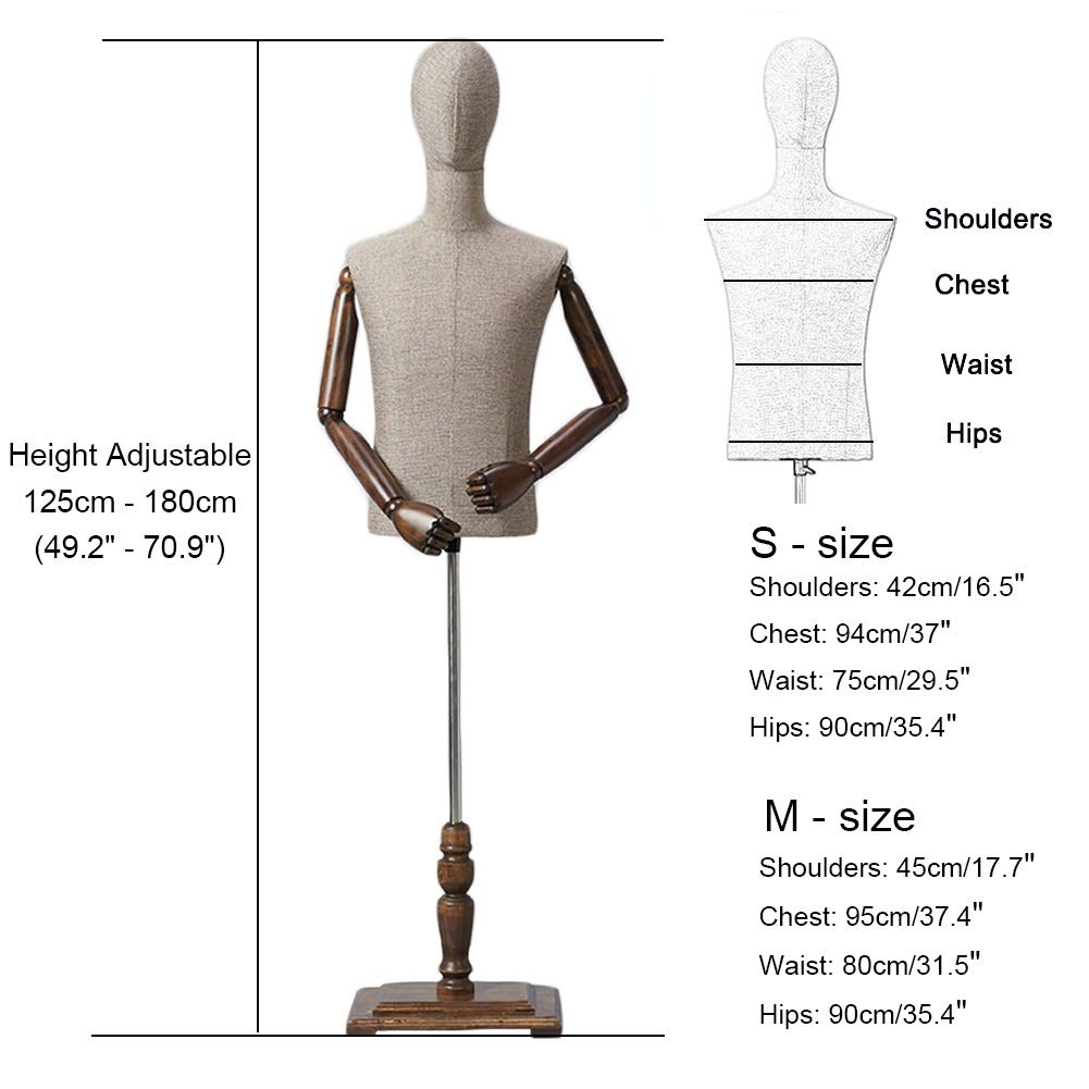 Mannequin-Torso für Handwerksausstellungen, männlicher Kunststoff-Halbkörper-Schaufensterpuppe, abnehmbare Einzelhandelsdisplays und -regale