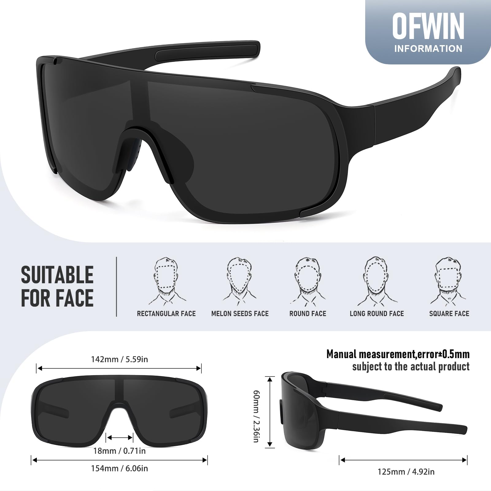 Occhiali da sole polarizzati, ciclismo, sport, occhiali da sole per uomo e donna, protezione UV, pesca, ciclismo, corsa, occhiali da sole avvolgenti