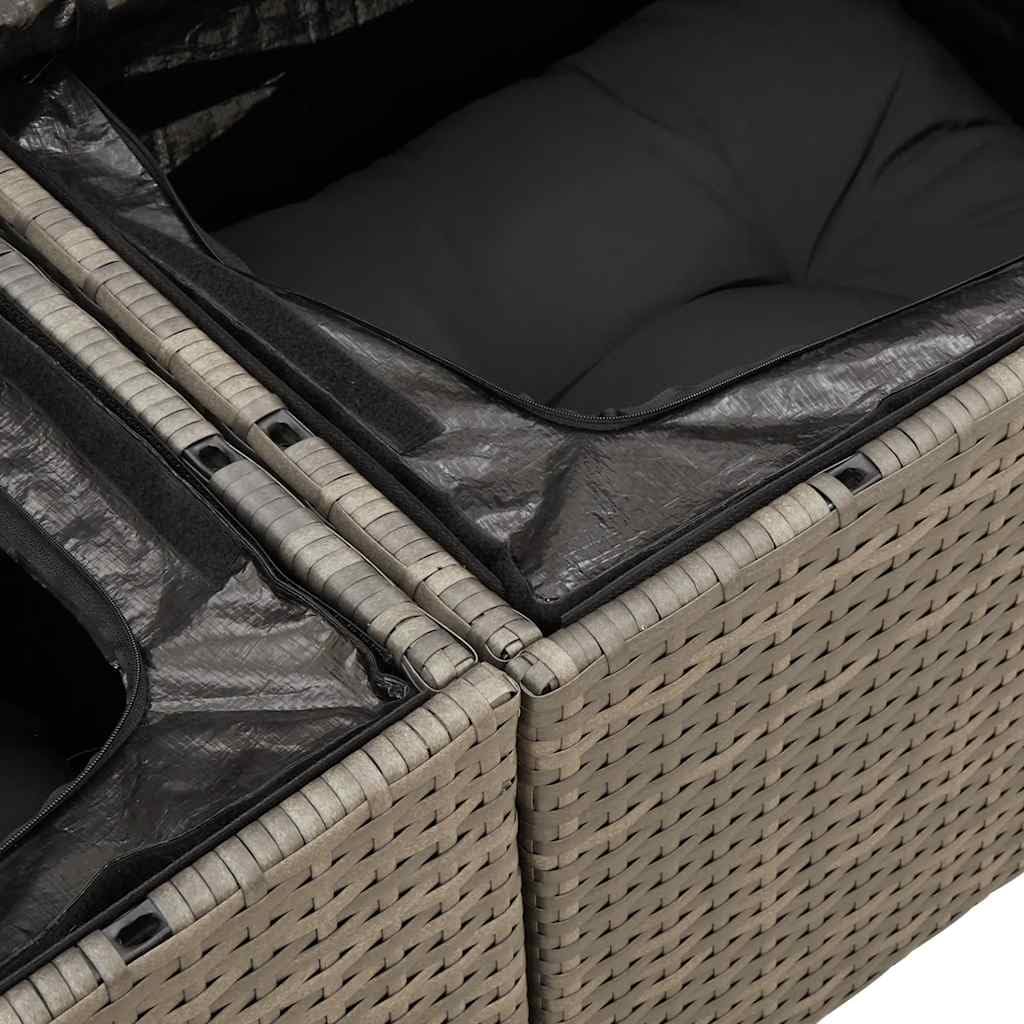vidaXL Canapé de Jardin 2 Places avec Coussins, Résine Tressée Gris