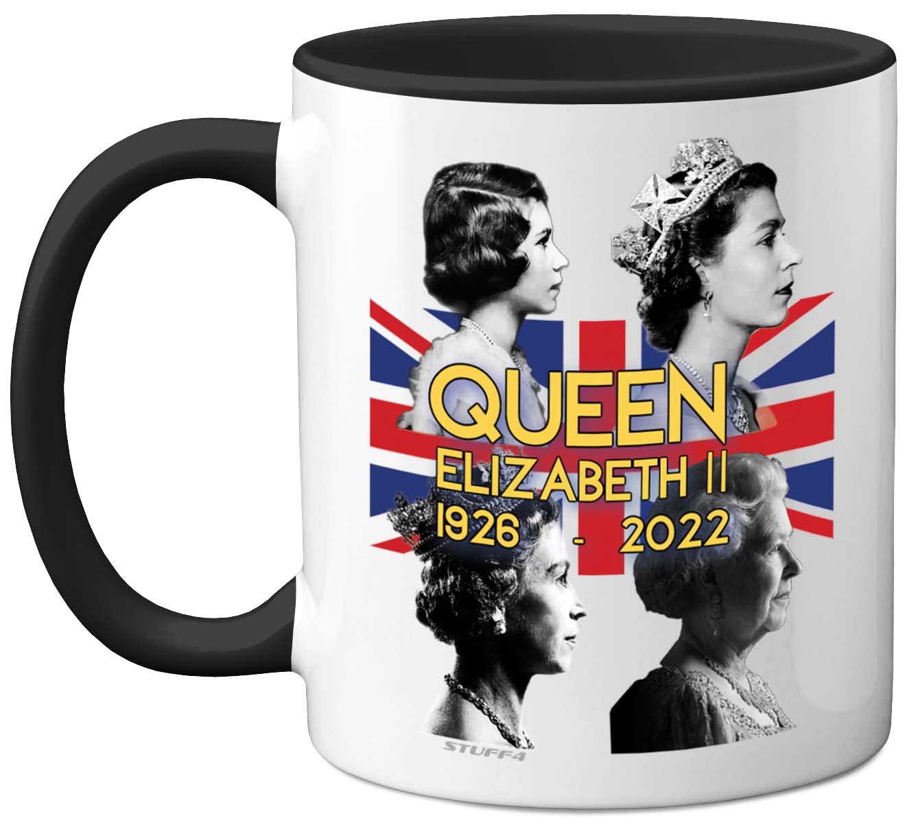Stuff4 Queen Elizabeth II Commemorative Mug, The Queen Elizabeth II Union Jack Keepsake, Royal Memorial Gifts
