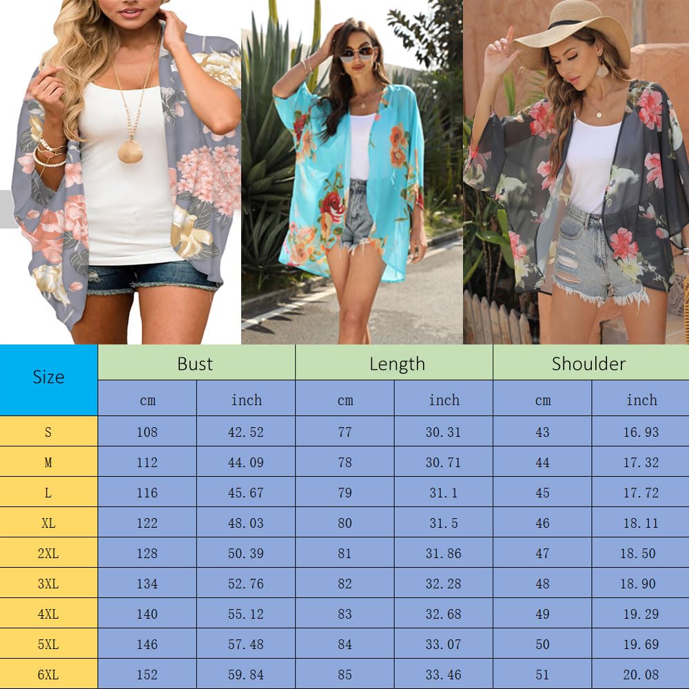 Strandkleid Strand for Frauen Gradienten Gedruckt Badeanzug Cover Up Kleider Mantel Meer Badeanzüge Sommer Chiffon Strickjacke Tops Shirts Strandkleider(KWLCZ32515094,L)