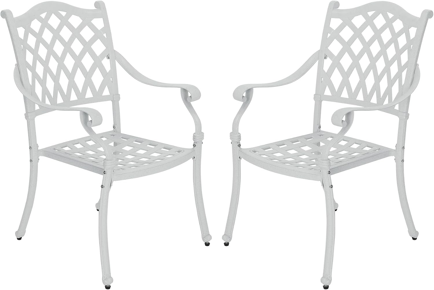 Clihome Patio Dining Chairs 2PCS Bistro Chairs Cast Aluminum Patio Furniture Outdoor Garden Chair Outdoor Patio Chairs Metal Patio Chairs for Balcony, Porch, Backyard, Garden(White)