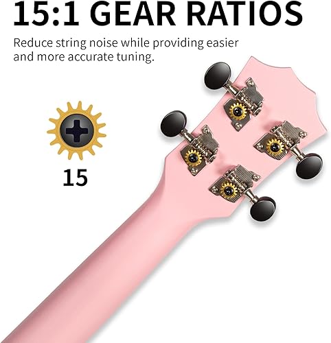 Miniatura 106 de AODSK Ukelele soprano para principiantes, kit de ukelele de 21 pulgadas con bolsa de concierto, correa, sintonizador de cuerda de nailon, 4 púas