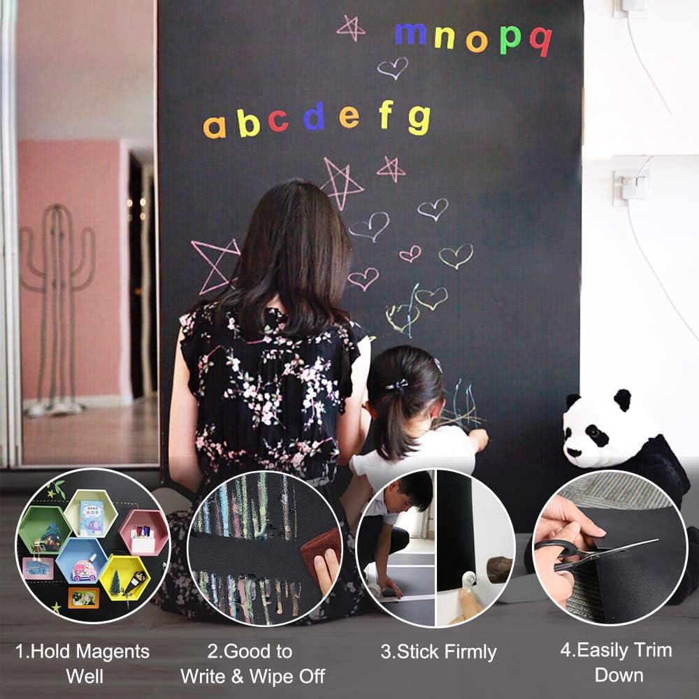 UCMD Magnetic Chalkboard Large Size 6.56x3.28 ft for Wall, Magnetic Wall Sheet, Black Board Contact Paper, Writing Blackboard for Kid