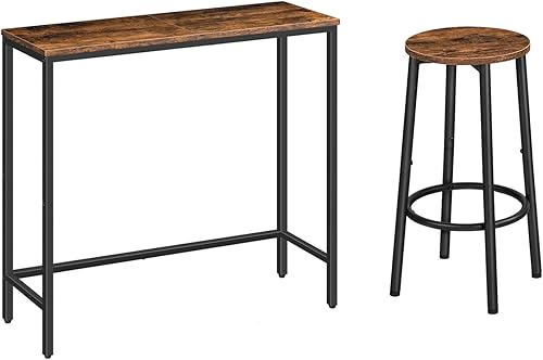 HOOBRO BF75XG01-BF03BY01 - Juego de 2 taburetes estrechos de consola y taburetes de bar, mesa de entrada pequeña de 29.5 pulgadas, taburetes de