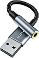 NOSTALSIC USB オーディオ 変換アダプタ USB2.0 to 3.5mm イヤホンジャック 変換 外付け サウンドカード DAC搭載 24bit/96KHz対応 4極 TRRS Windows/Mac OS/PS4/PS5/Linux/Chromebook等対応 【日本企業】 (メタリックグレー)